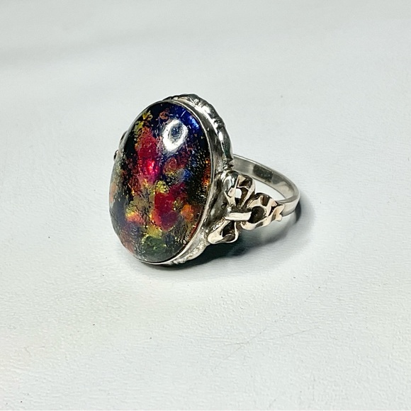 Sterling Silver 10K Art Deco Dragon’s Breath Ring Clark & Coombs - Picture 4 of 9